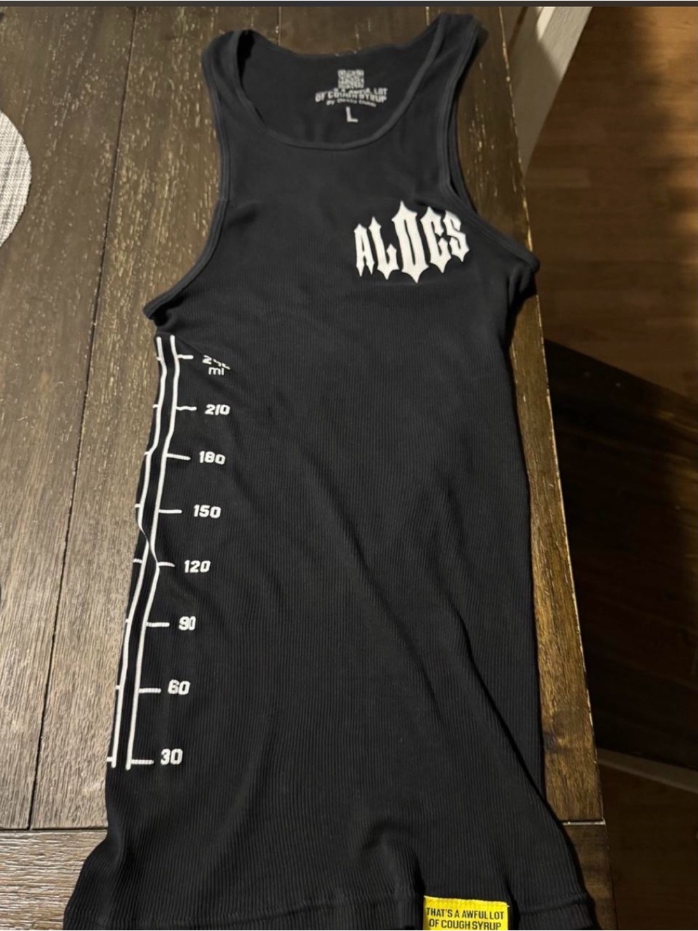 Black Ribbed Mini Dress with White Graphic Detail